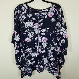 Floral zip up blouse